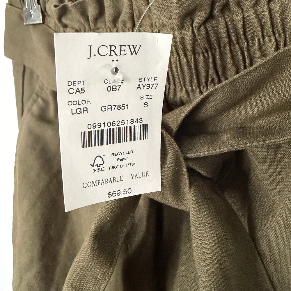 J.Crew Paperbag Tie Waist Pockets Womens S Olive Green Mini Skirt Safari NWT - Picture 4 of 11